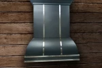 Amoretti Brothers Blackened Steel Range Hood with Stainless Steel Strips