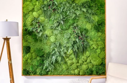 68" by 68" Framed Moss & Fern Wall Unit