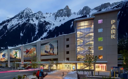 Building Facade, Snowboarders